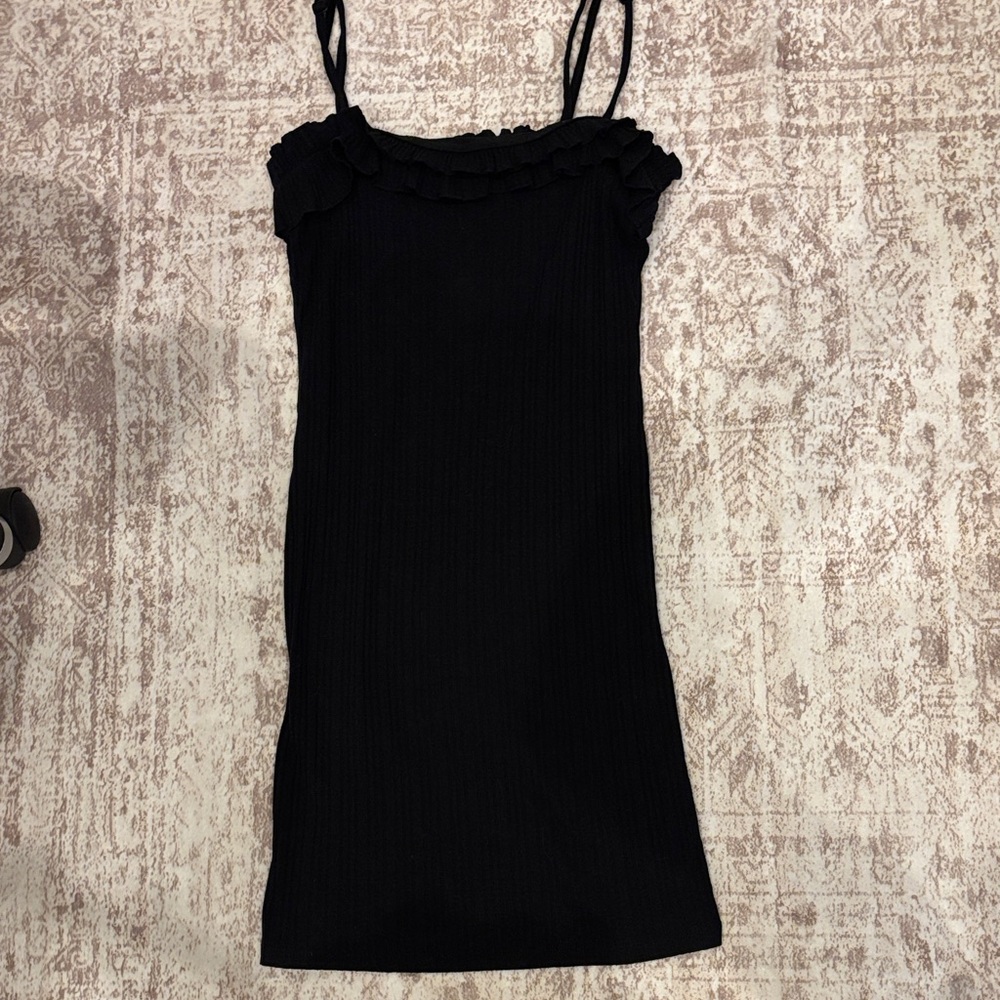 ASOS Black Ruffle Strap Mini Dress